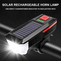 3 Modes Solar Bicycle Front Light With Horn USB Rechargeable Led Mountain Bicycle Lamp Bell Headlight Bike Light