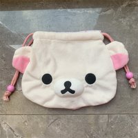 Rilakkuma Korilakkuma Plush Drawstring Bag Pouch Cartoon Anime Bear Cute Kawaii Storage Organizer Bags