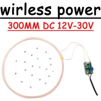DC 12V 24V 300mm long distance Wireless Power Charging Module Coil Inductive Charge Transmitter Module + Led Lamp receiver