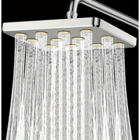 1pc Bathroom High Pressure Shower Head, Silvery Plating/black Square Shower Head, Daily Fixed Shower Spray For Bathroom