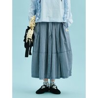 Half length skirt 2025 imakokoni summer Japanese pure cotton washed plaid artistic temperament half length skirt 255012