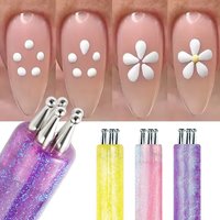 1Pc DIY Nail Art 5 Petal Flower Dotting Tool Fine Tip Rhinestone Pick Up Pen Glitter Handle Manicure Brush Nail Design Accesso