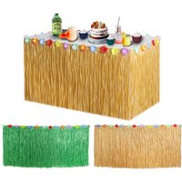 2m Tropical Hawaii Party Table Skirt Cover Hawaiian Summer Theme Party Supplies Aloha Luau Beach Birthday Party Decorations