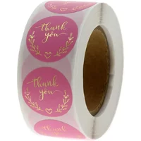 50-500pcs Thank You Sticker Pink paper Business Label Sticker for Baking Packaging Handmade decor cute stationery supplies 1inch