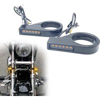 Aluminum Alloy Motorcycle front LED Turn Signal light Amber flasher signal lamp 41mm fork tubes for Honda Suzuki Yamaha 12V