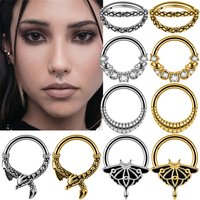 1PC Stainless Steel Septum Clicker Hoop Ring Butterfly Nose Ear Tragus Cartilage Daith Helix Earring Stud Piercingy Jewelry 16G