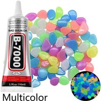 200PCS Luminous stone garden fish tank landscape glow-in-the-dark stone decoration artificial fluorescent color pebbles,Glue Kit