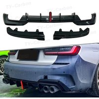 PP Gloss Black Rear Bumper Lip with Light Diffuser Splitter Rear Lip Fit for BMW 3 Series G20 G28 M Sport 2019+ Car Accessories