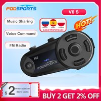 Fodsports V6 S Interphone Moto casque Bluetooth casque sans fil Interphone pour 6 coureurs FM Radio Moto communicateur GPS