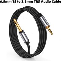 1.5M 6.35mm 1/4 TS To 1/8 TRS 3.5mm AUX Adapter Single Track Speaker Audio Cable Mono To Stereo Patch Cord for PC Guitar Mixer