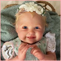 19inch New Popular Unpainted Unassembled Summer Reborn Smile Doll Kit Fresh color with Cloth Body DIY Doll Parts for Artists