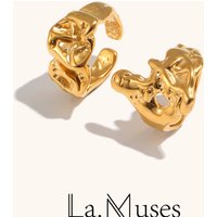 La. Muses Irregular Texture Stainless Steel Women's Ring PVD Gold Plated Fashion Jewelry Accessories