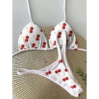 Maillots de bain femmes mignon cerise imprimé brésilien string Bikini ensemble Sexy string maillot de bain deux pièces maillot de bain femmes 2023 vêtements de plage