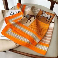 1 pcs 70x70 Imitation Silk Satin Hair Scarf Women Handkerchief Printed Female Square Head Bandana Small Neck Muffler Hijab Lady
