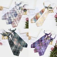 Shirt Necktie Women College Style JK Plaid Uniform Detachable Collars Removable