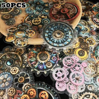 50pcs Time Gear Stickers Steampunk Metal Decoration Laptop Scrapbook Handbook Journal DIY Skateboard Guitar Helmet Mug Stickers