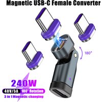 Type-C 240W Magnetic Charging Adapter 180 degree Rotation USB-C to USB-C Female Converter Suitable for iPhone15 Samsung Huawei