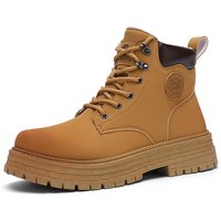 Mens Boots Street Yellow Men's Biker Boots Fashion Design Motorcycle Boots Women British Style Casual Outdoor Leather Ankle Boot image 4
