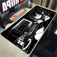 XXL Anime Girl Mouse Pad Black White Mousepad Large Gaming Keyboard Pads Office Pc Accessories Desk Mat PC Cabinet Mats Rug