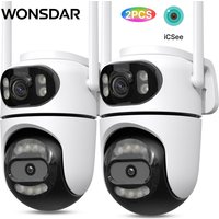 WONSDAR 2 szt. Zewnętrzna kamera IP WIFI Inteligentna ochrona domu Kamera PTZ z automatycznym śledzeniem AI, noktowizorem i funkcją monitoringu ICsee