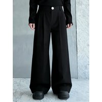 Men's High Waist Wide Leg Suit Pants, Casual Loose Pleated Trousers, Streetwear Baggy Dress Pants for All Seasons