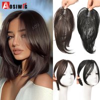10inch Synthetic Short Straight Hair Topper With Bangs Invisible 3D Hair Toupee For Women Balding Hair-loss High Hair Line Clip