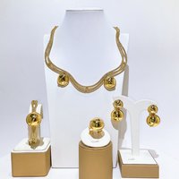 Brazilian women's jewelry set 4 pieces romantic flower design unique elegant Dubai bride wedding necklace