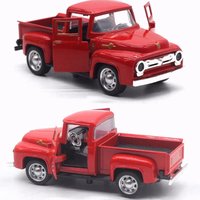 1:32 Classical Red Metal Pickup Truck Model Vintage Simulated Mini Car Collection Decor Ornaments For Boys Children's Gifts Toy