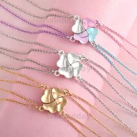 Winoneday 4Pcs/set Cute Lucky Four Leaf Clover Stitching Best Friend Bestie Necklace for Girls Fashion Friendship Gifts