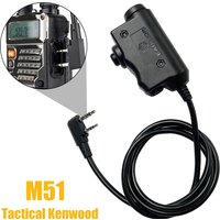 EARMOR M51 Tactical Kenwood 2pin Version PTT Push-to-Talk Military Standard 7.0 Plug for Radio Adapter Black