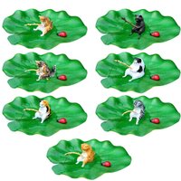 Mini Floating Cat Fishing Lotus Leaf Aquarium Model Decoration Resin Fish Tank Landscaping Betta Fish Tank Decorative Ornament