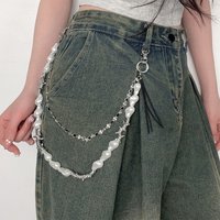 Fashion Pearl Waist Chain Men's Accessories Y2k Retro Punk Tassel Pants Chain Women's American Hip-hop Waist Accessories