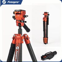 Fotopro X-Airfly Video Carbon Fiber Tripod 164CM Portable Travel Tripod for Camera with Ball Head Fluid Head Flip Lock