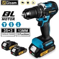 Gisam 13MM 65NM bezszczotkowa elektryczna wiertarka udarowa 35 + 3 moment obrotowy elektryczny śrubokręt wiertarka udarowa narzędzia do Makita 18V szpilki akumulatorowe