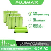 PUJIMAX AA 1.2V 2200mAh Rechargeable Battery Nickel-Metal Hydride Ni-MH Battery for Electric Shaver Razor Toothbrush Flashlights