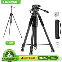 Huepar Tripod For Laser Level 1.6M/62.99'' Stand Adjustable Height With Swivel Pan Head,1/4",5/8''Mount & Level Bubble T16A