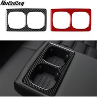 For Nissan Qashqai J11 2017-2021 Carbon Fiber Rear Central Cup Holder Storage Panel Car Accessories Interior Decorative Stickers
