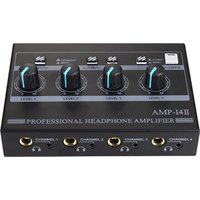 Headphone Amplifier With Power Adapter 4 Channels Ultra Compact Stage Aluminum Alloy Studio Audio Stereo Mixer 6.35mm 3.5mm