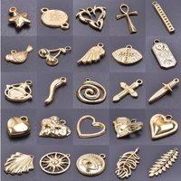 10pcs/Lot Gold Color 3D Dragon Heart Charm Sun Evil Eye Cross Stainless Steel Pendants For Jewelry Making Supplies DIY Earrings