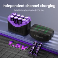 KOSHARE 1.5V AA Rechargeable Lithium Battery 4255mWh Li-ion Batteries With Constant Voltage 8-Slot LCD Display Smart Charger Box