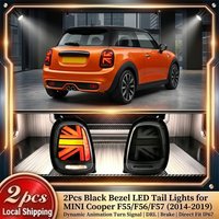 2 szt. Czarne tylne światła LED z ramką do MINI Cooper F55 F56 F57 Hatchback Convertible 2014-2019, z certyfikatem E-Mark, dynamiczne sekwencyjne światła kierunkowskazów, światła do jazdy dziennej,