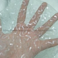 Sparkly transparent sequins lace fabric 130cm width worldwide free shipping