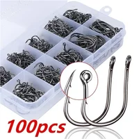Brand new 100 pieces/box High quality carbon steel carp fishing bait Sharp fish hook 10 sizes available