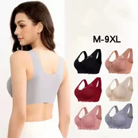 Large Size Adjustment Women's Underwear Without Steel Rings Front Buckle Vest-style Lace-collapse Beautiful Backed Women's bra