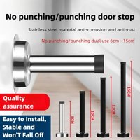 Extra Long Stainless Steel Door Bumper: Rubber-Tipped Floor-Mounted Wall Protector & Home Door Stop Guard