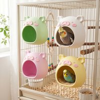 1PC Plastic Bird Nest Cartoon Pig Parakeet House Washable Wide Opening Cage Accessories For Budgie Cockatiel Lovebird Sleep Cave