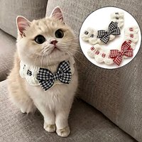 Cute Cat Collar Wool Crocheted Cats Bowtie Collar Bow Tie Pet Bib for Cats Kitten and Small Dogs Puppies Tie Accessories