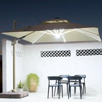 Customized Big Size Wind Resistant Cantilever Umbrella With Led Light For Outdoor Garden Beach Pool Terrace Backyard