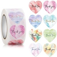 100-500pcs Heart Thank You Stickers Flowers Decorative Sealing Stickers for Wedding Gift Packaging Small Business Supplies 1inch