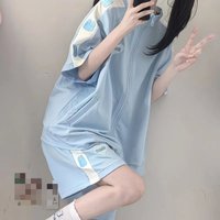 Cute Preppy Style New Casual Student Set Summer Clothing for Girl Loose Chic Short Sleeved Tops and Shorts Sports Two-piece Sets
